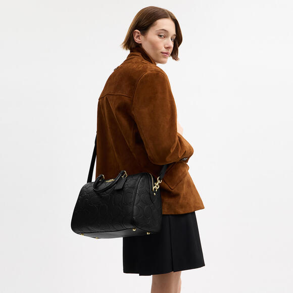 NWT coach!! Rowan Large Satchel Bag In Signature Leather 🖤 - Picture 3 of 6